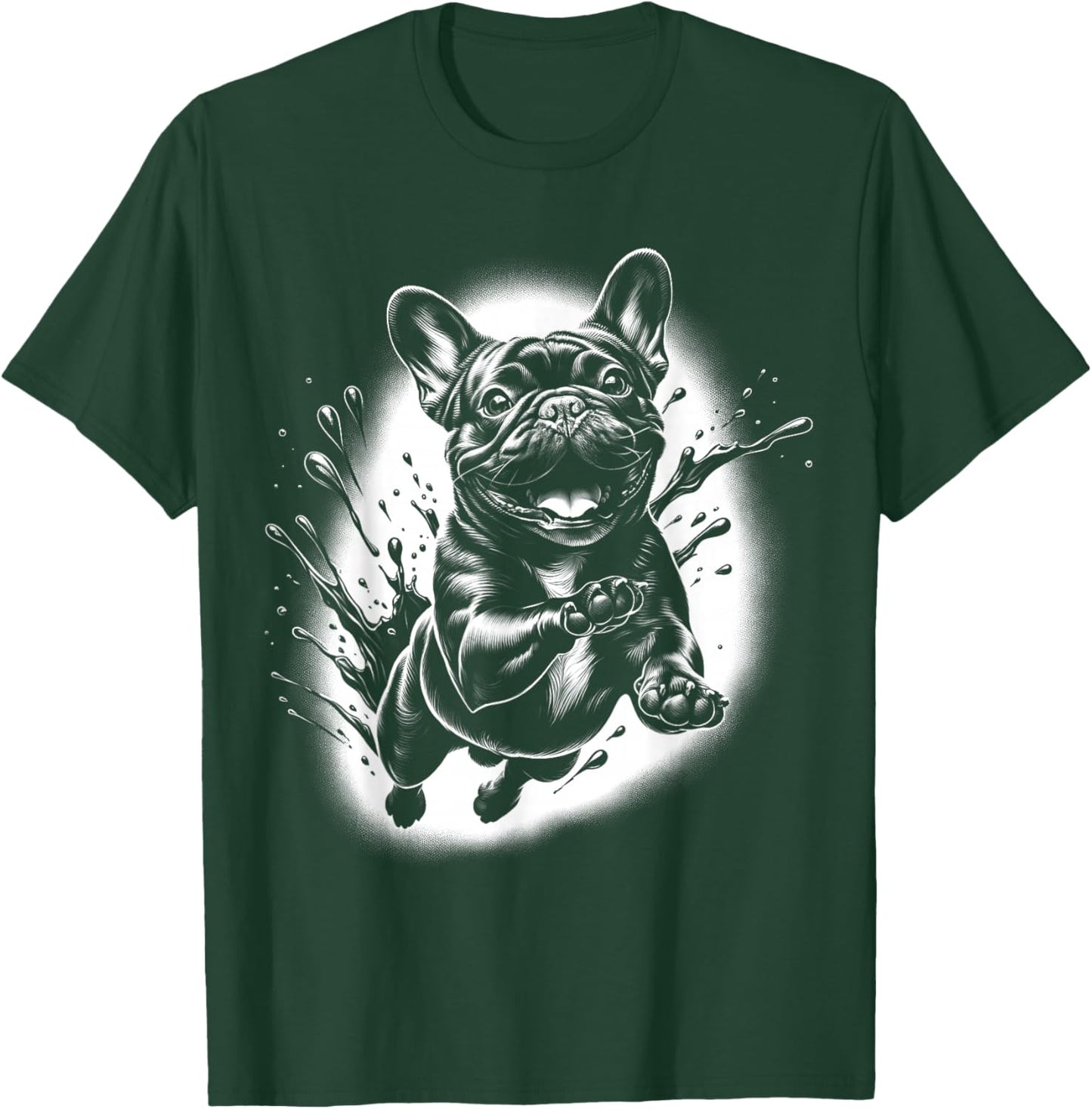 French Bulldog with Cool Paint Spots T-Shirt - T-Shirt | Forest