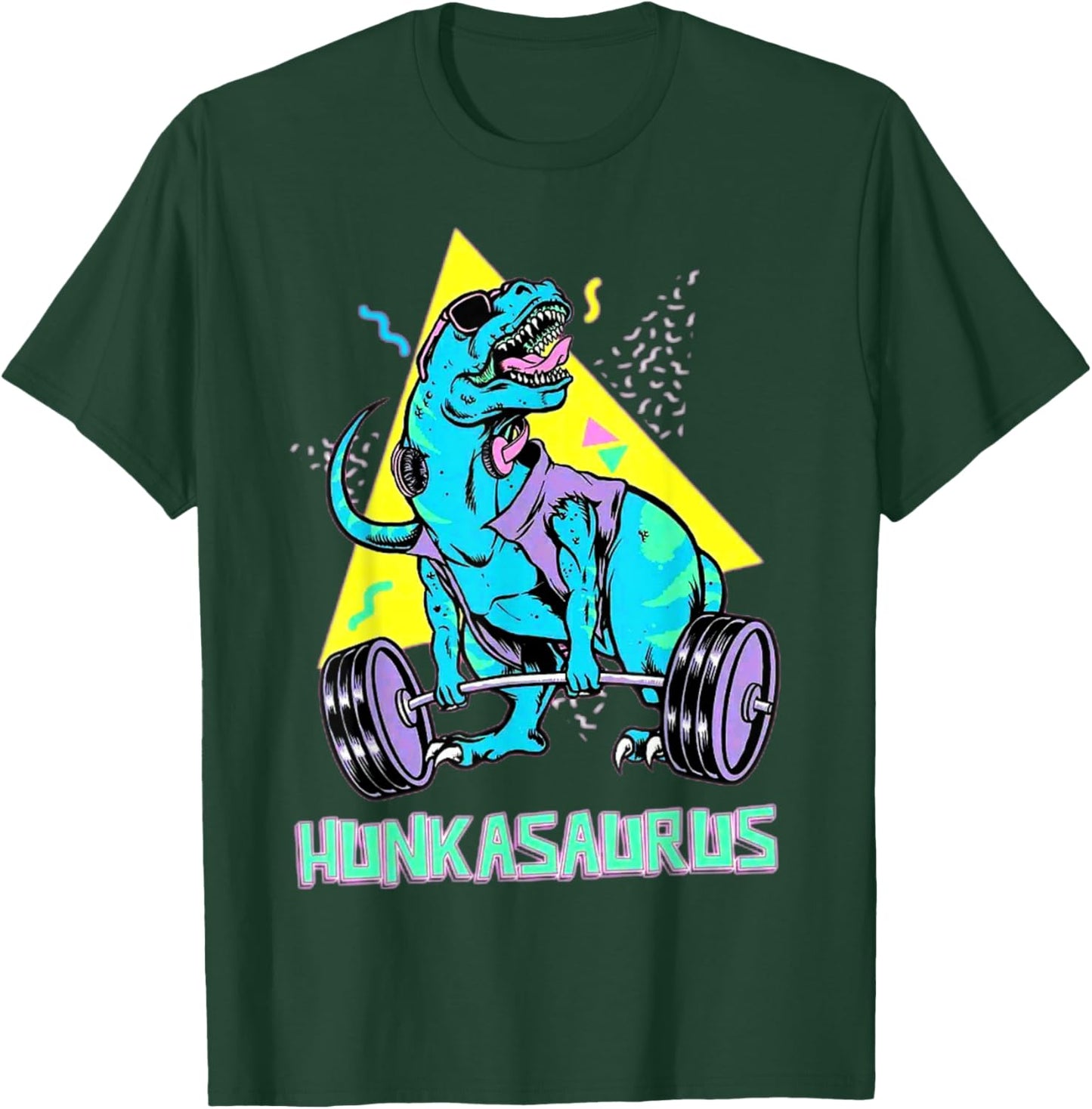 Hunkasaurus Weightlifting Bodybuilding Gym Workout Muscle T-Shirt - T-Shirt | Forest