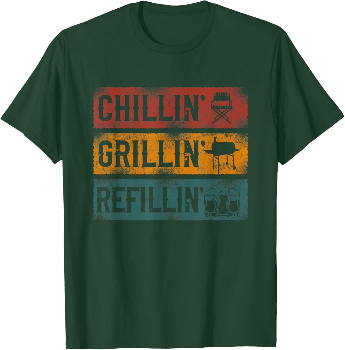 BBQ Smoker Chillin' Grillin' Refillin' T-Shirt - T-Shirt | Forest