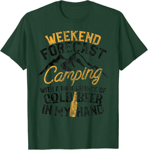 Funny Camping Weekend Forecast 100% Chance Beer T-Shirt - T-Shirt | Forest