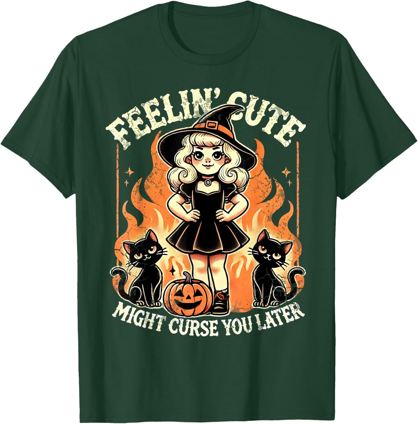 Halloween Feelin' Cute Might Curse You Later T-Shirt - T-Shirt | Forest