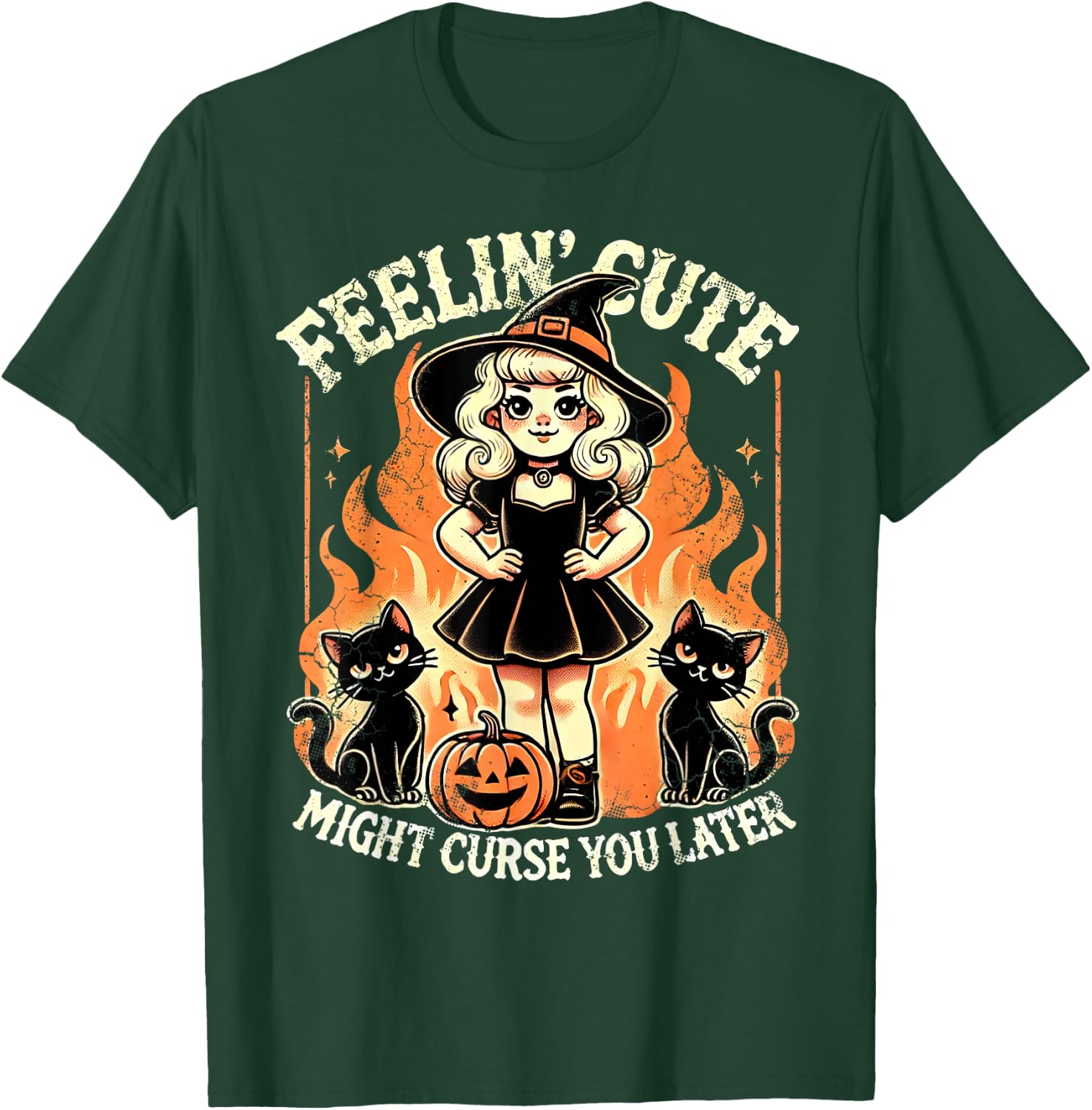 Halloween Feelin' Cute Might Curse You Later T-Shirt - T-Shirt | Forest