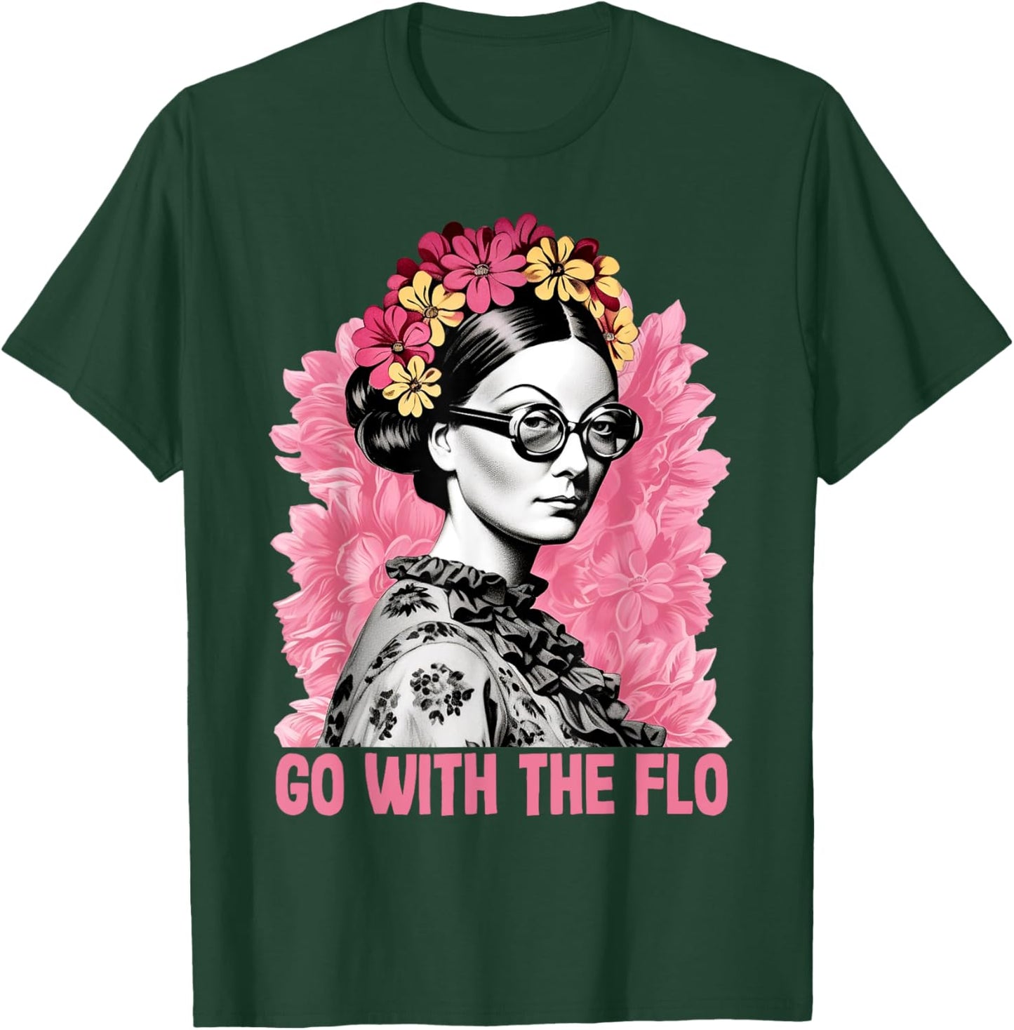 Go With The Flo Funny Florence Nightingale Floral Nurse Art T-Shirt - T-Shirt | Forest