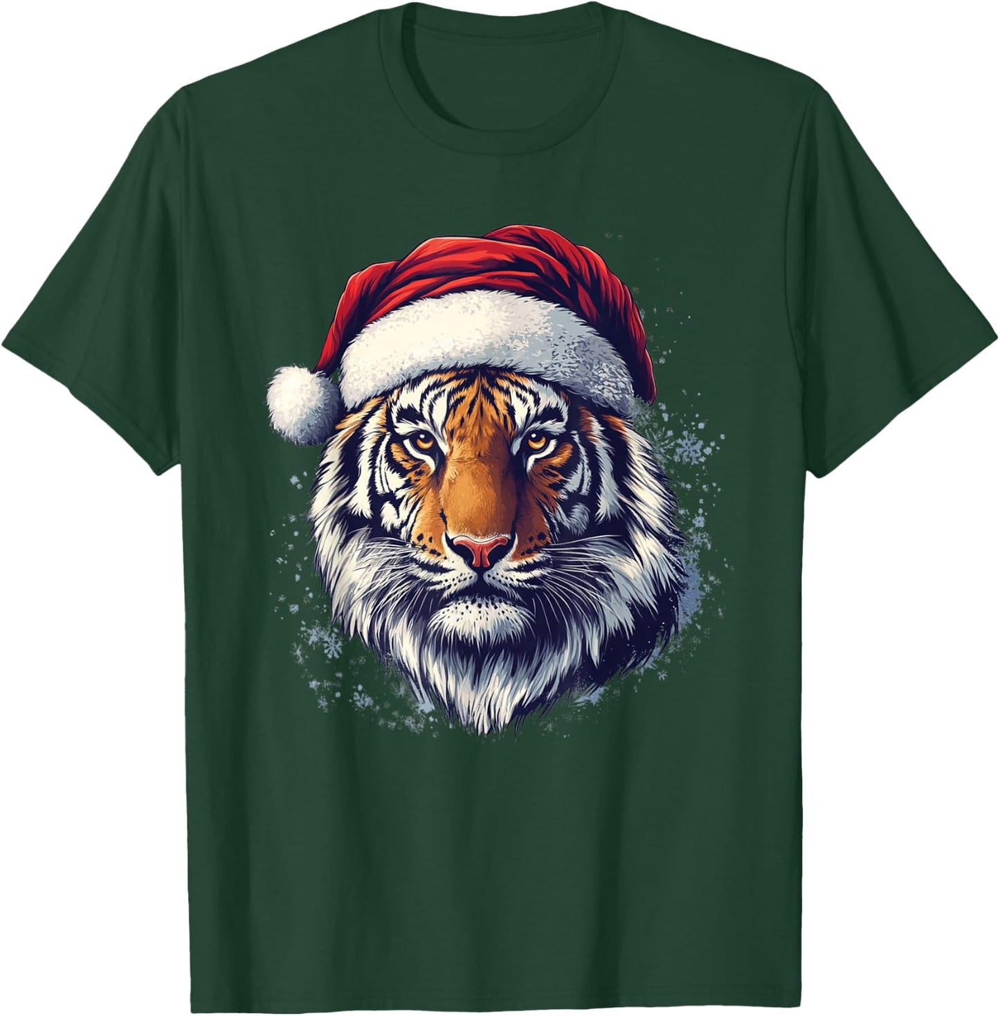 Tiger Santa Hat Funny Zookeeper Tiger Lover Christmas Pajama T-Shirt - T-Shirt | Forest