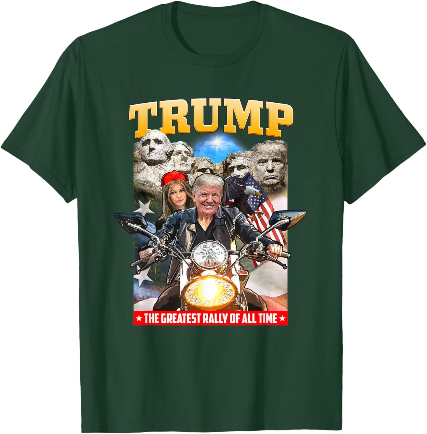 Biker Motorcycle Trump, Mount Rushmore American Greatest T-Shirt - T-Shirt | Forest