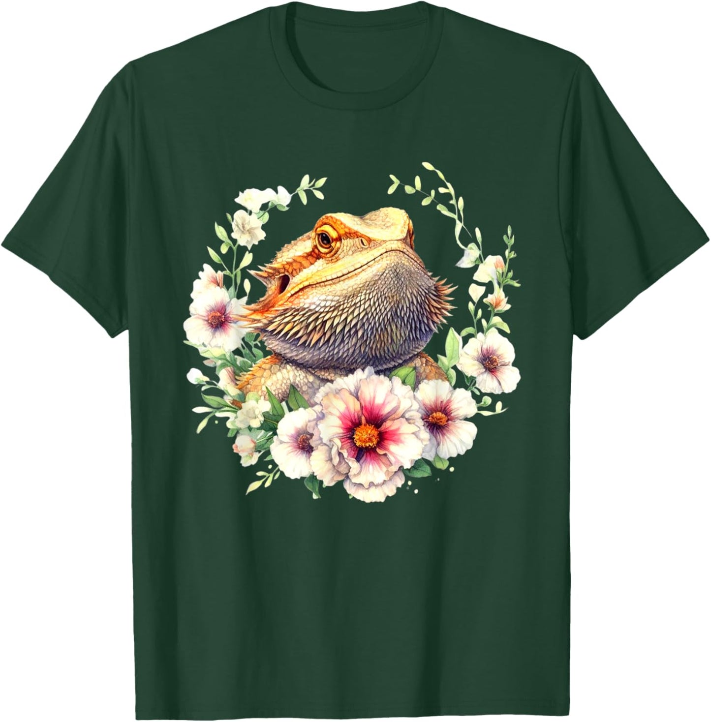 Bearded Dragon Flowers Pet Lizard Reptile Lovers Design T-Shirt - T-Shirt | Forest