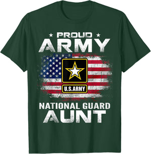 Proud Army National Guard Aunt With American Flag Gift T-Shirt - T-Shirt | Forest