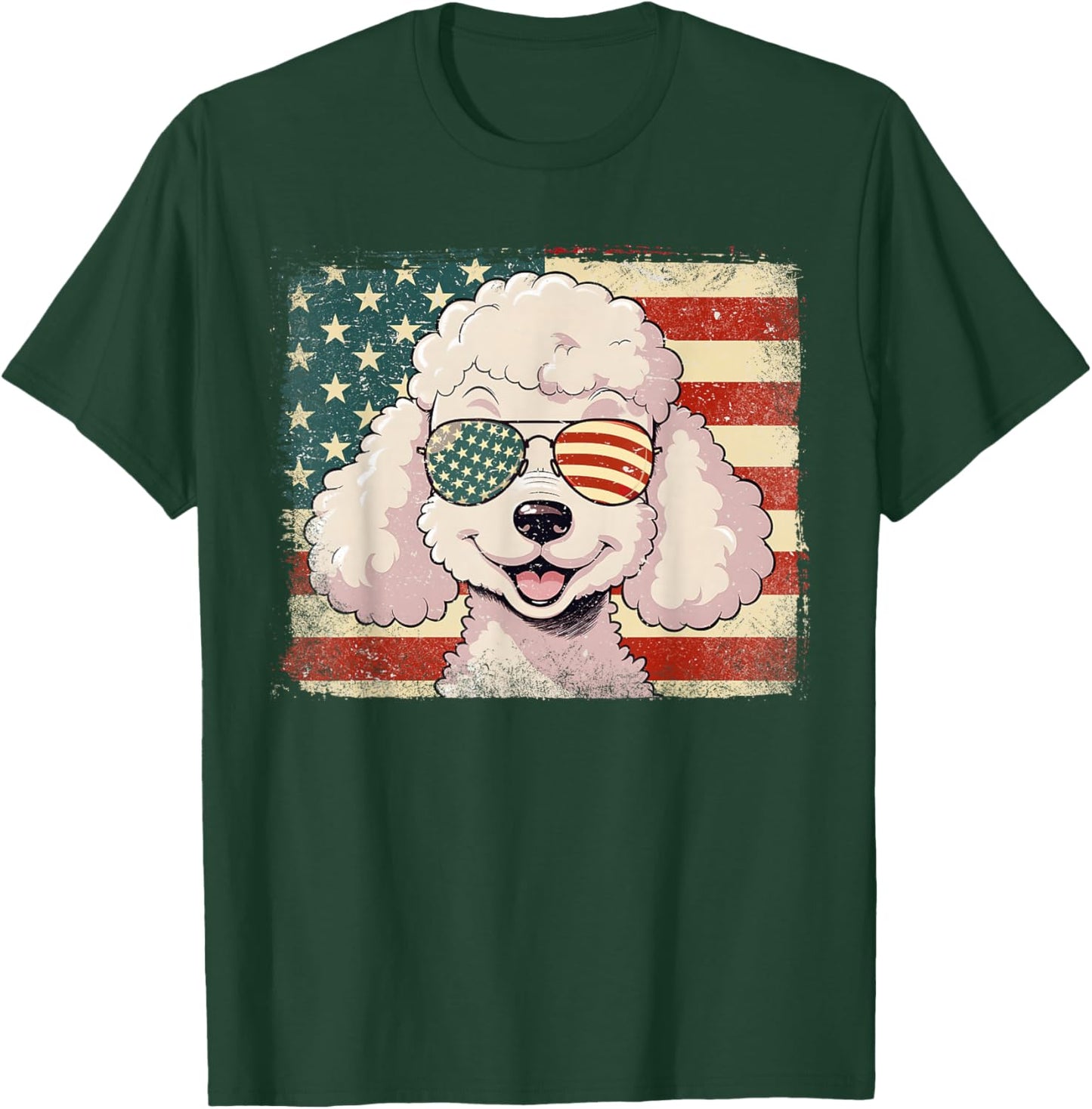 Patriotic Toy Poodle Dog Lover USA Flag 4th Of July T-Shirt - T-Shirt | Forest
