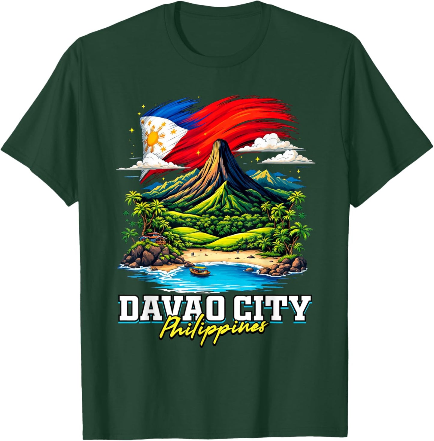 Davao City Philippines Souvenir Filipino Flag T-Shirt - T-Shirt | Forest