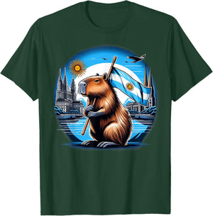 Argentina Flag Capybara - National Day Capivara T-Shirt - T-Shirt | Forest