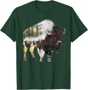 Bison Buffalo Beef Design Illustration T-Shirt - T-Shirt | Forest