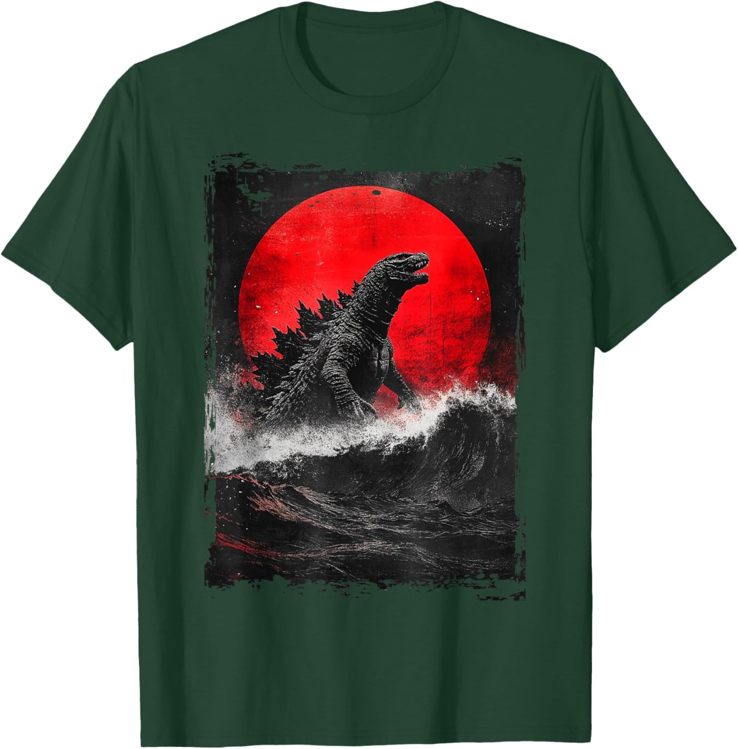 Japanese Kaiju Art : -Adults, Kids; Black; Small; Short Sleeve; Cotton, Polyester; Unique Kaiju Design T-Shirt - T-Shirt | Forest