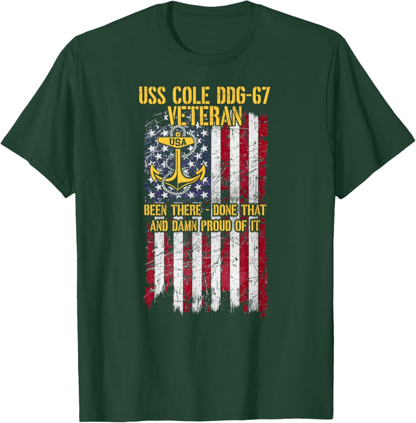 USS Cole DDG-67 Destroyer Proud Veteran T-Shirt - T-Shirt | Forest