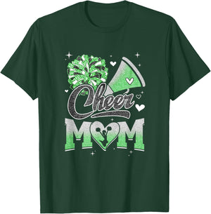 Cheer Mom Green Cheerleading Football Graphic T-Shirt - T-Shirt | Forest
