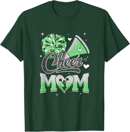 Cheer Mom Green Cheerleading Football Graphic