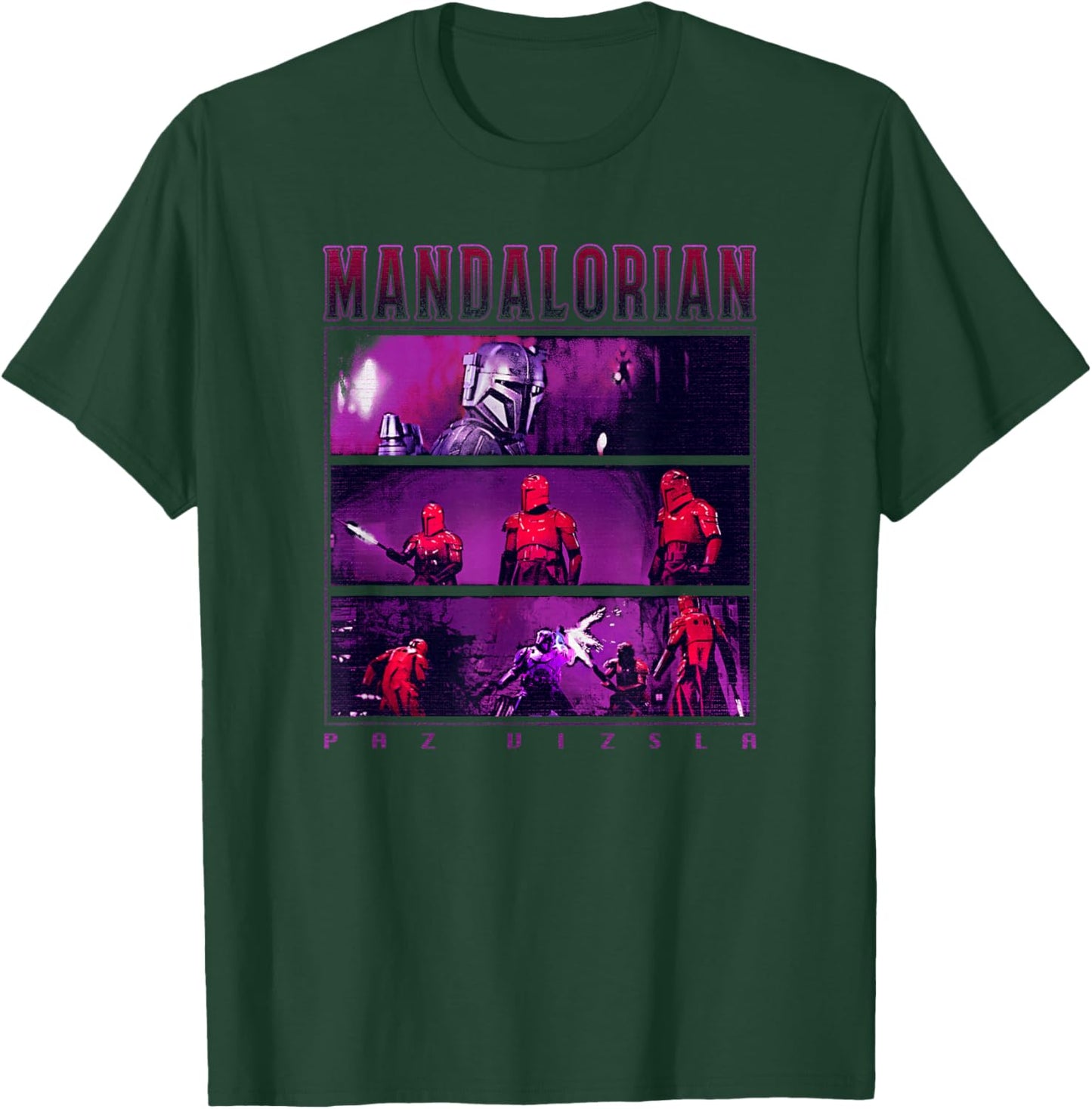 Star Wars: The Mandalorian Paz Vizsla Retro Panels Poster T-Shirt - T-Shirt | Forest