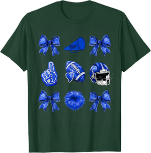 Cute Coquette Bow Game Day American Football Player Coaches T-Shirt - T-Shirt | Forest