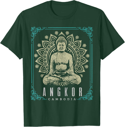 Angkor Wat Cambodia Buddha Temple Vintage Souvenir T-Shirt - T-Shirt | Forest