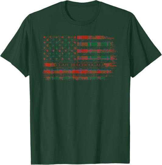Clan MacDougall-Clans Originaux Scottish tartan US flag T-Shirt - T-Shirt | Forest