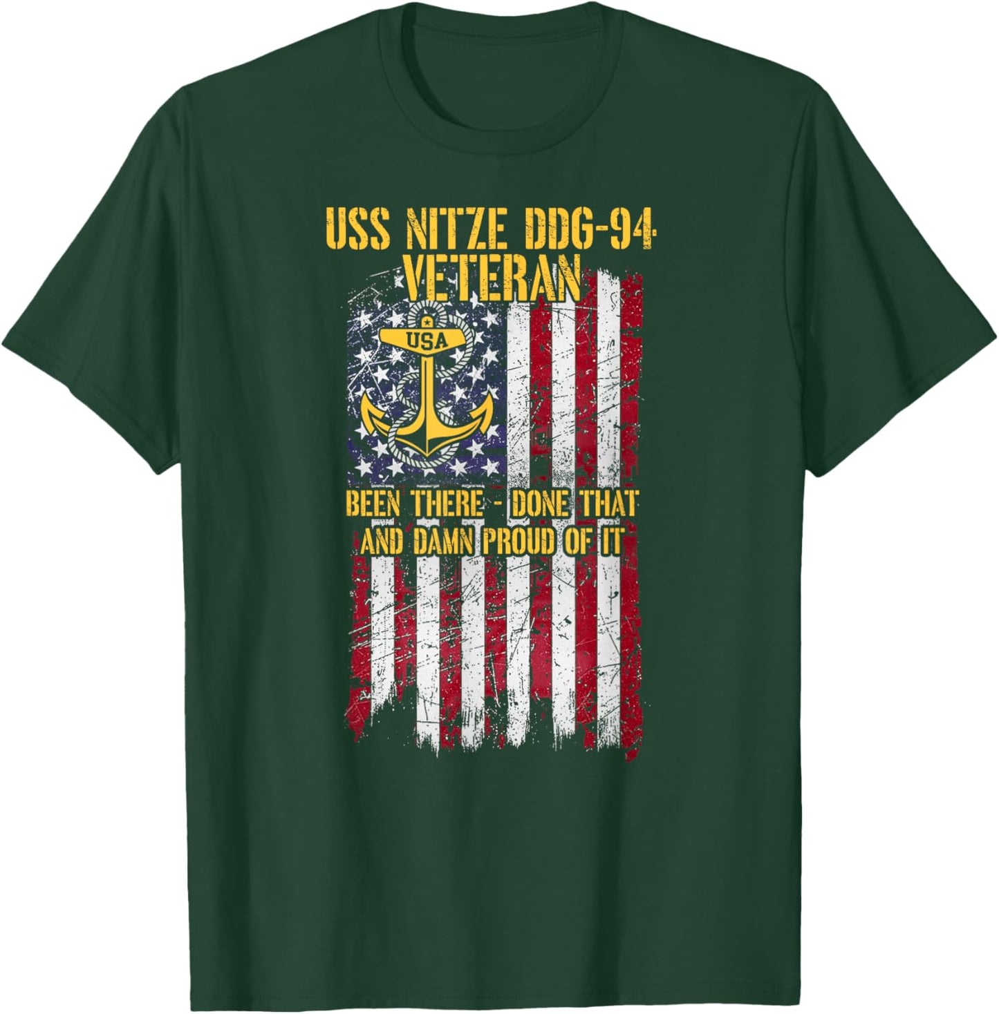 USS Nitze DDG-94 Destroyer Veteran T-Shirt - T-Shirt | Forest