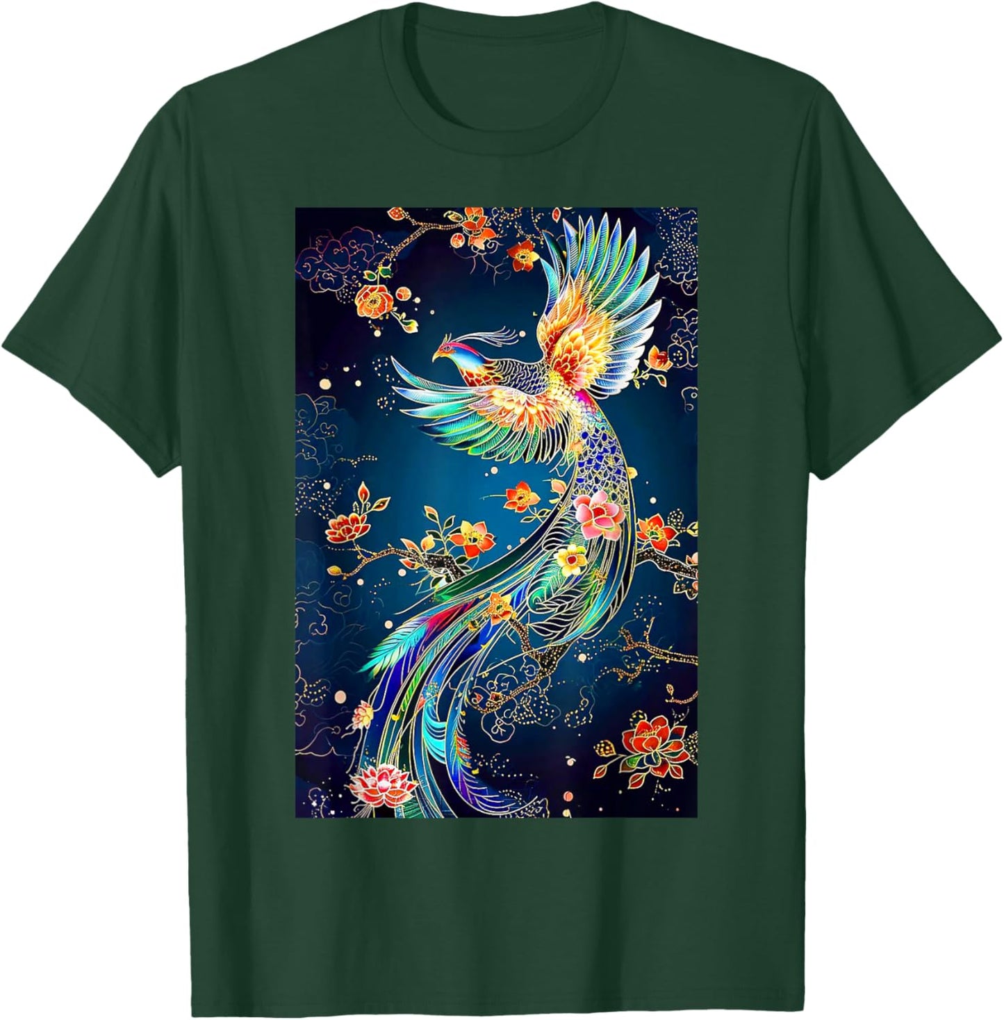 Phoenix Bird Japanese Vintage Asian Flying T-Shirt - T-Shirt | Forest