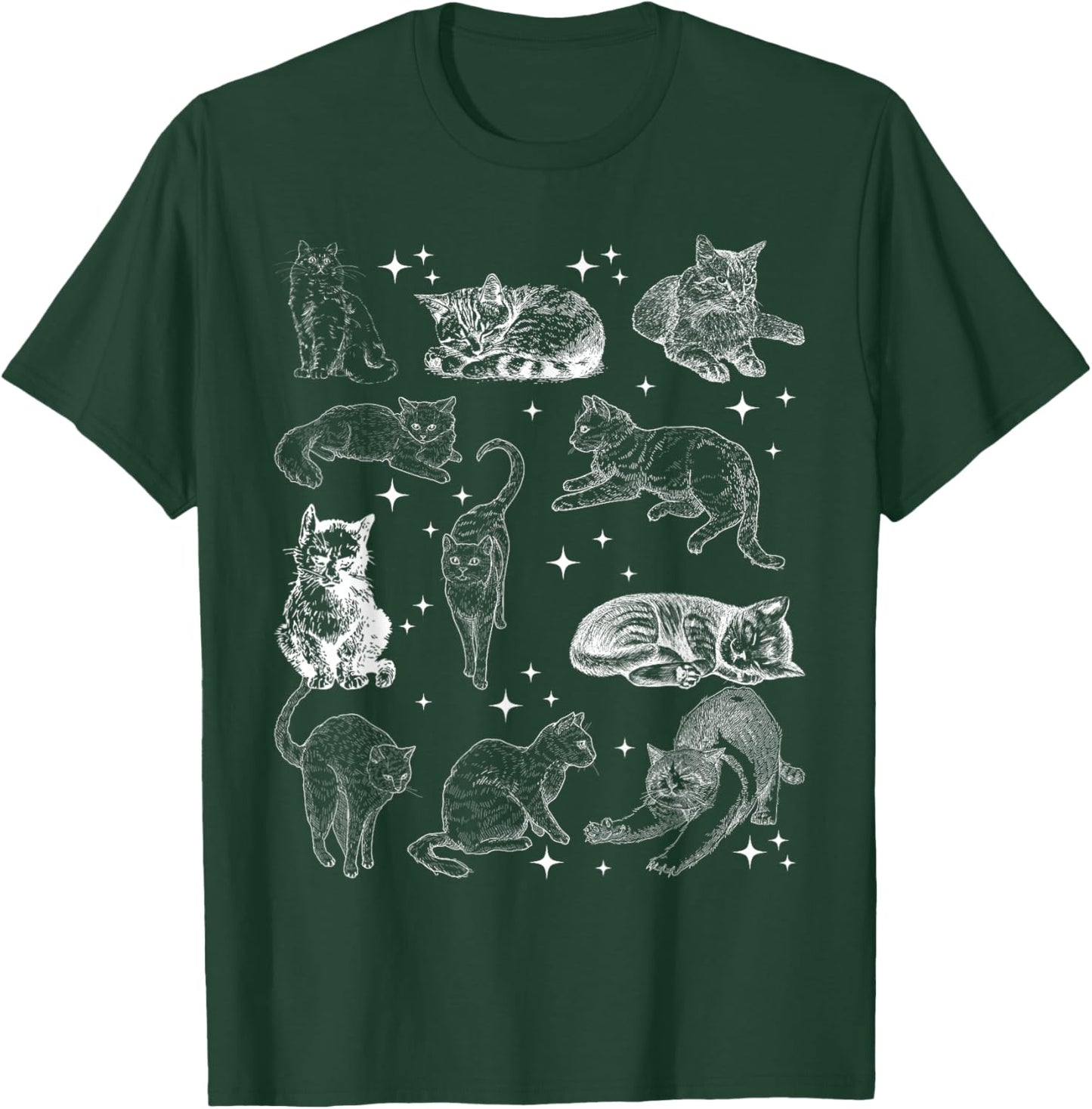 Vintage 90s Tattoo Cat Retro Kitten Nature Cat Lover Cat Mom T-Shirt - T-Shirt | Forest