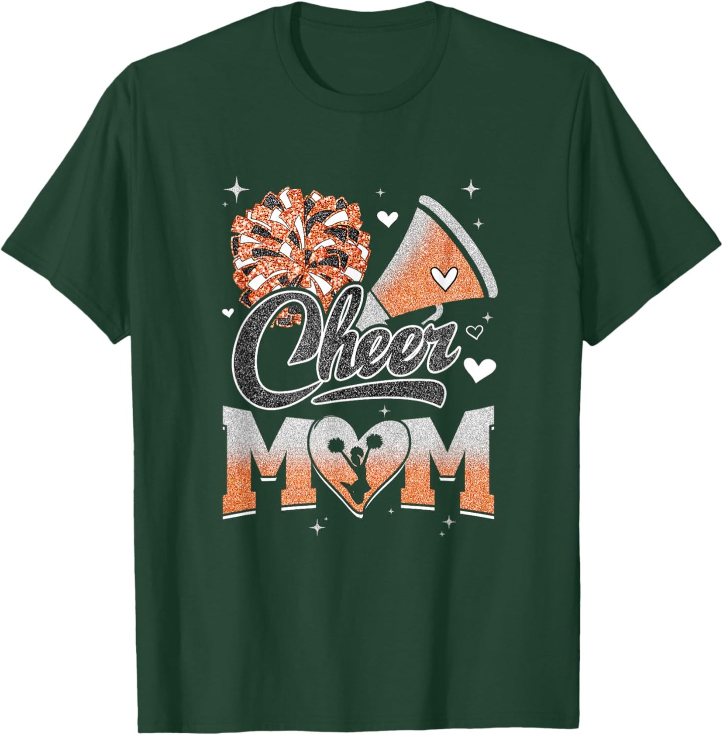 Cheer Mom Orange Cheerleading Football Graphic T-Shirt - T-Shirt | Forest