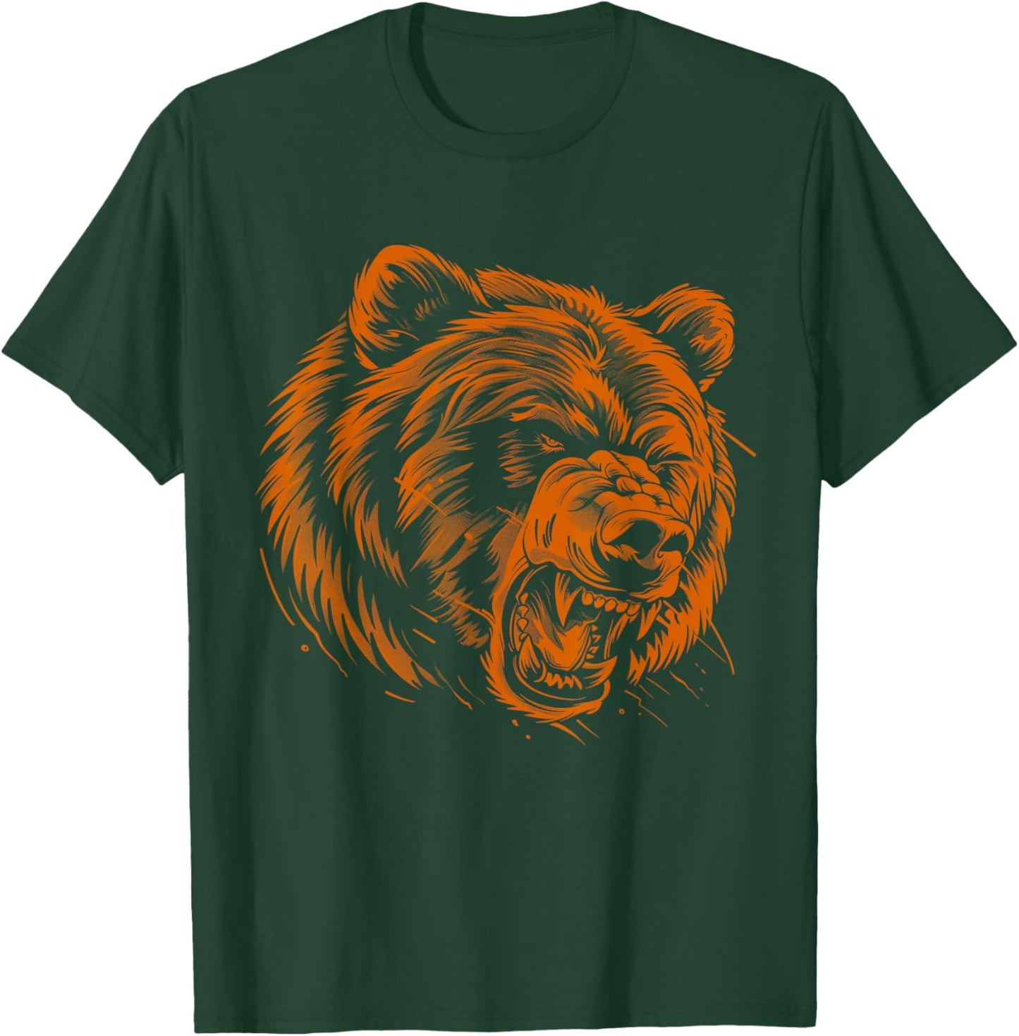 Angry Grizzly Bear Orange T-Shirt - T-Shirt | Forest