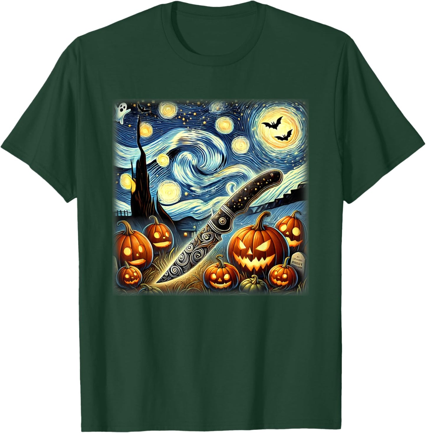 Starry Night Knife Chef Halloween T-Shirt - T-Shirt | Forest