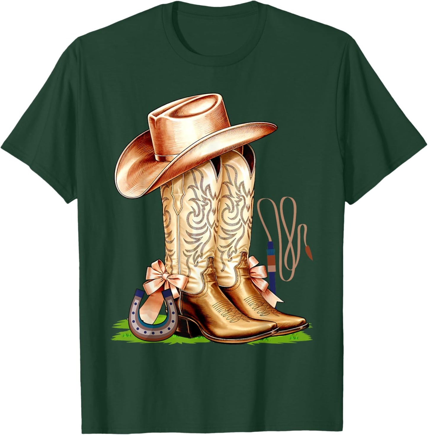 Coquette Pink Bow Cowboy Boots Cute Teen Girls, Women T-Shirt - T-Shirt | Forest