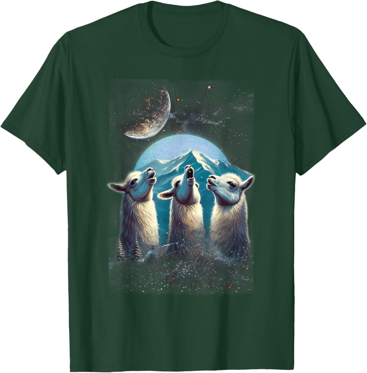 Three Llamas Howling At The Moon Funny Parody Llama T-Shirt - T-Shirt | Forest