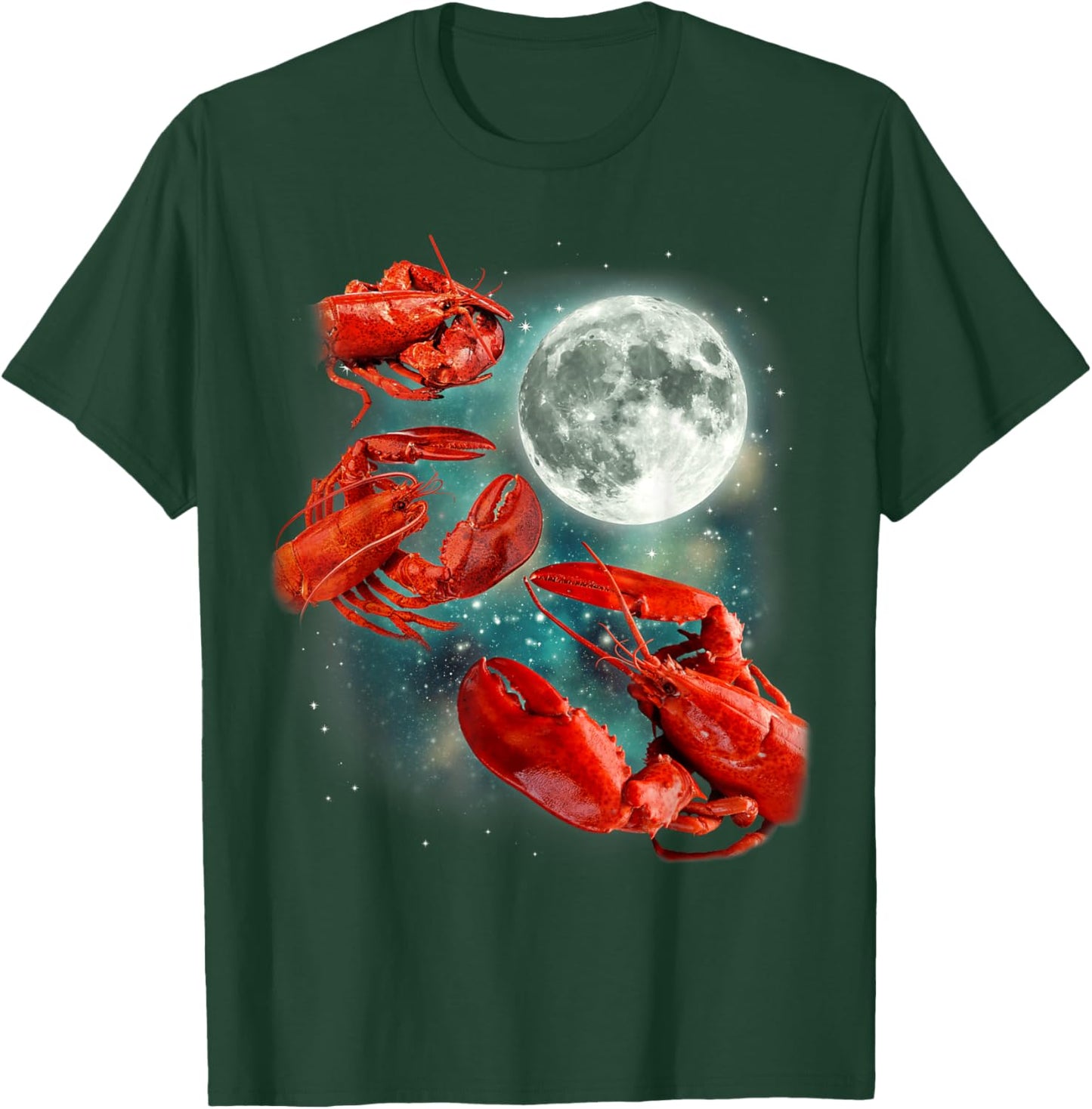 Three Lobster Moon | 3 Crustaceans Sea Lover Parody T-Shirt - T-Shirt | Forest