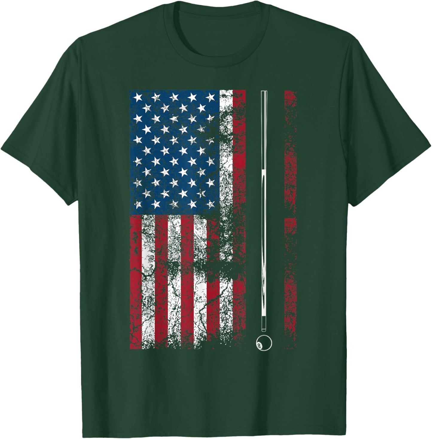 American Flag Billiard Stick Cute Table Game Funny USA Gift T-Shirt - T-Shirt | Forest