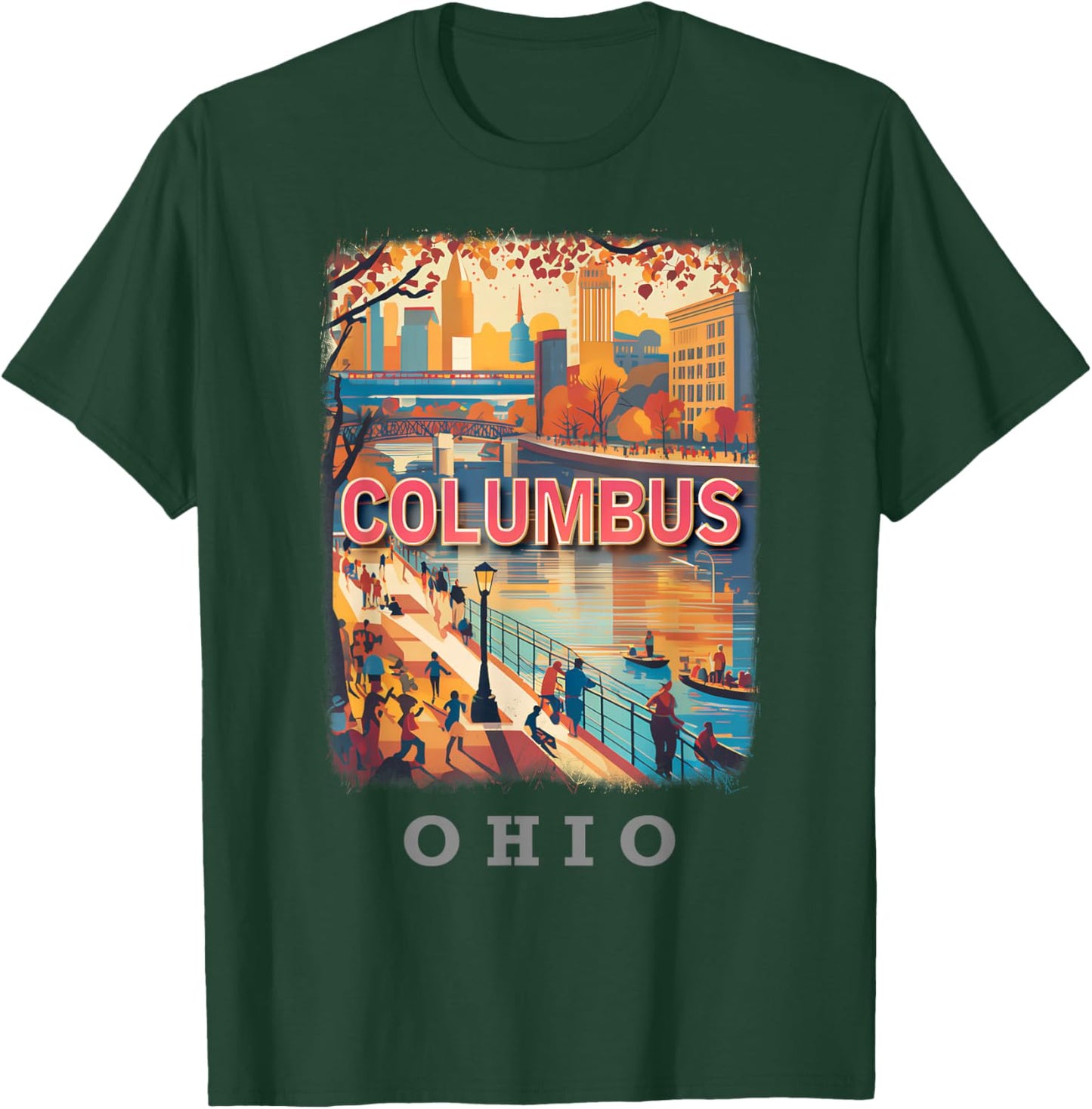 Columbus Ohio OH Riverfront Vibrance SD272 T-Shirt - T-Shirt | Forest