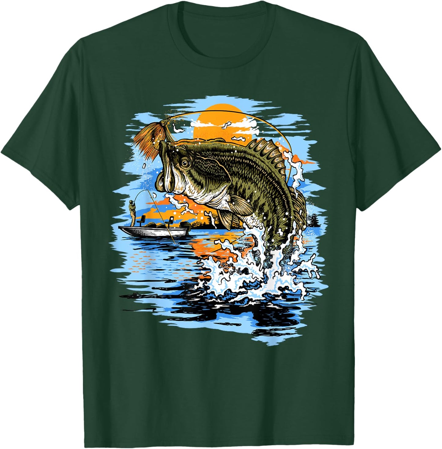 Large Mouth Bass Fishing T-Shirt - T-Shirt | Forest