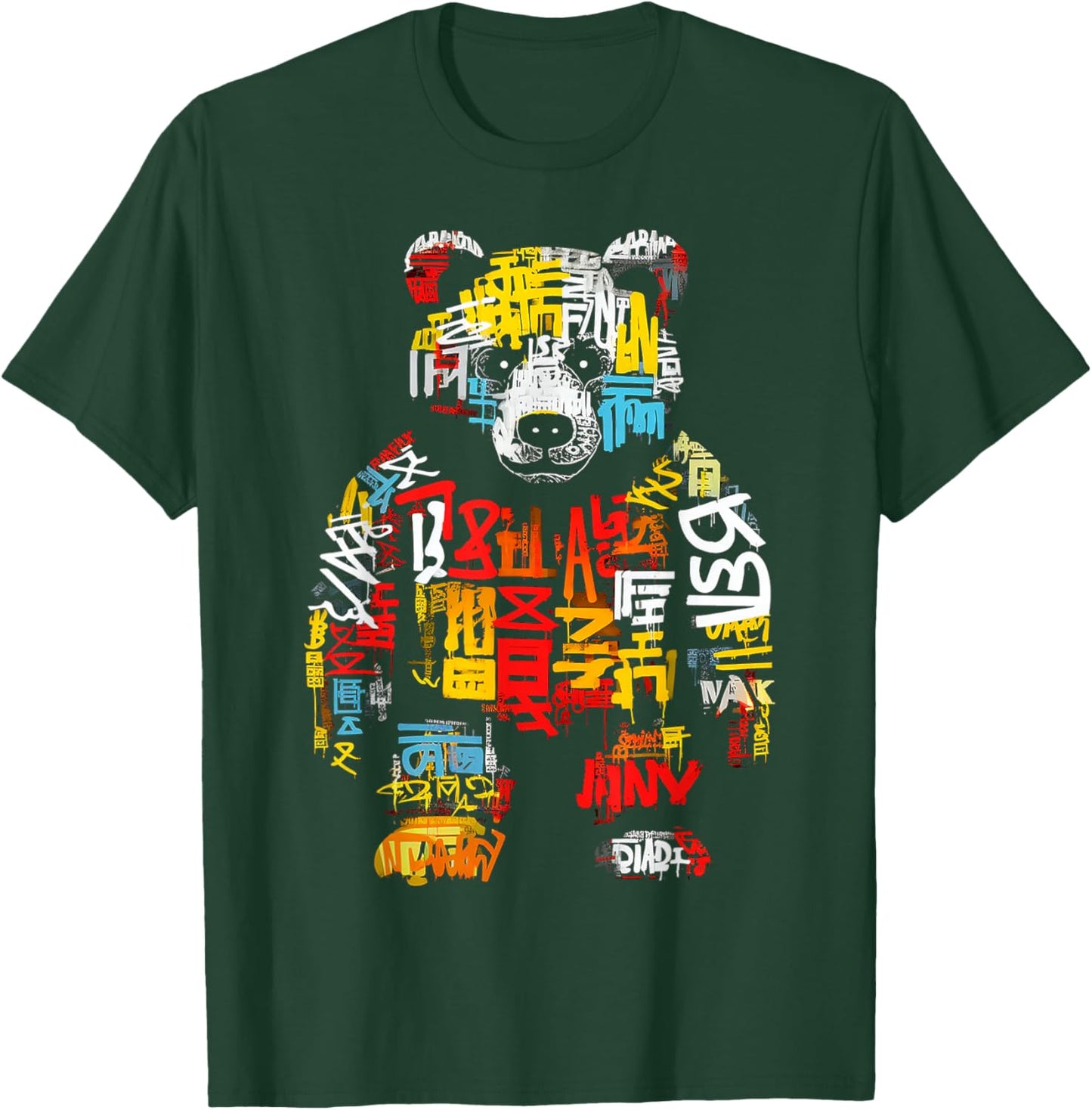 Bear Text Abstract Colorful Animal Art Bear T-Shirt - T-Shirt | Forest