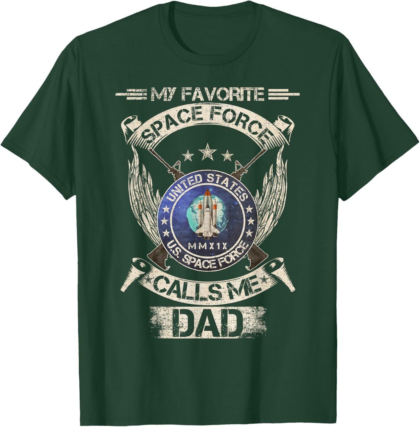 Vintage My Favorite US Space Force Veteran Calls Me Dad T-Shirt - T-Shirt | Forest