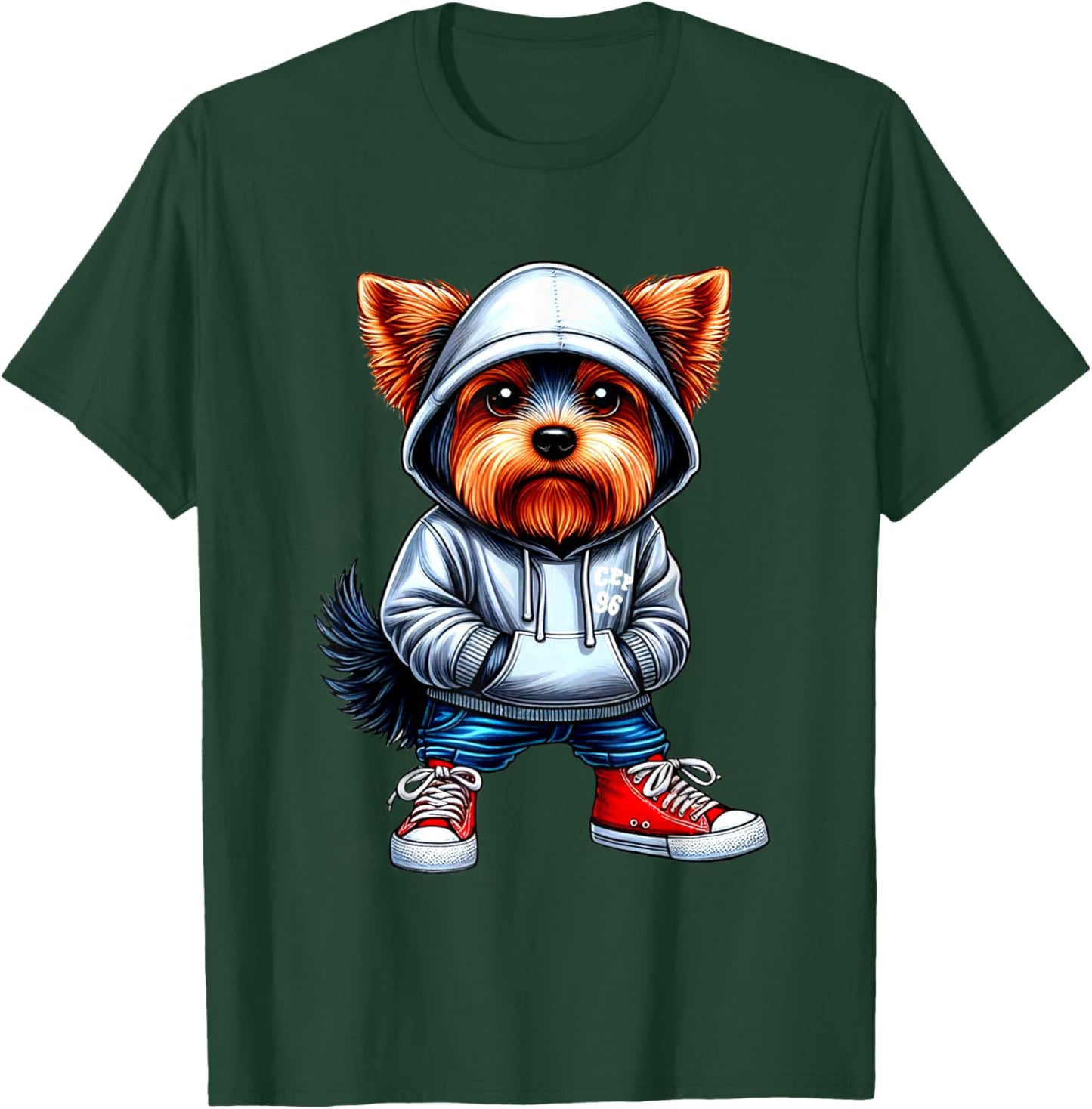 Thug Dog Yorkshire Terrier Gangster Yorkie Dog Lovers Design Men Women T-Shirt - T-Shirt | Forest