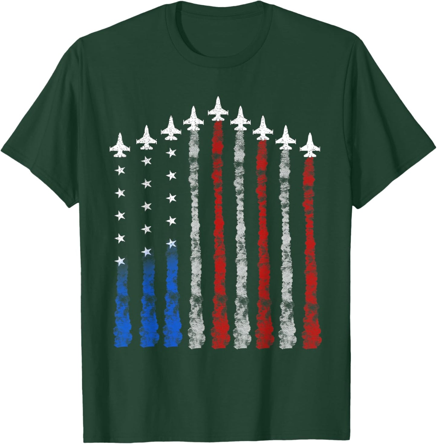 4th Of July Fighter Jet Airplane Red White Blue USA Flag Kids Men T-Shirt - T-Shirt | Forest