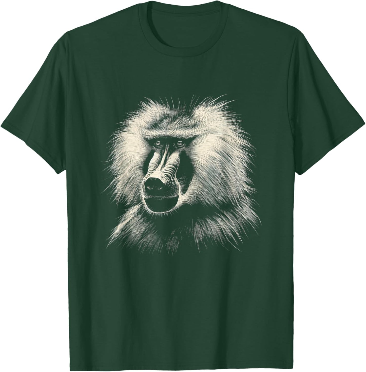 Vintage Baboon Face Graphic Art Design T-Shirt - T-Shirt | Forest
