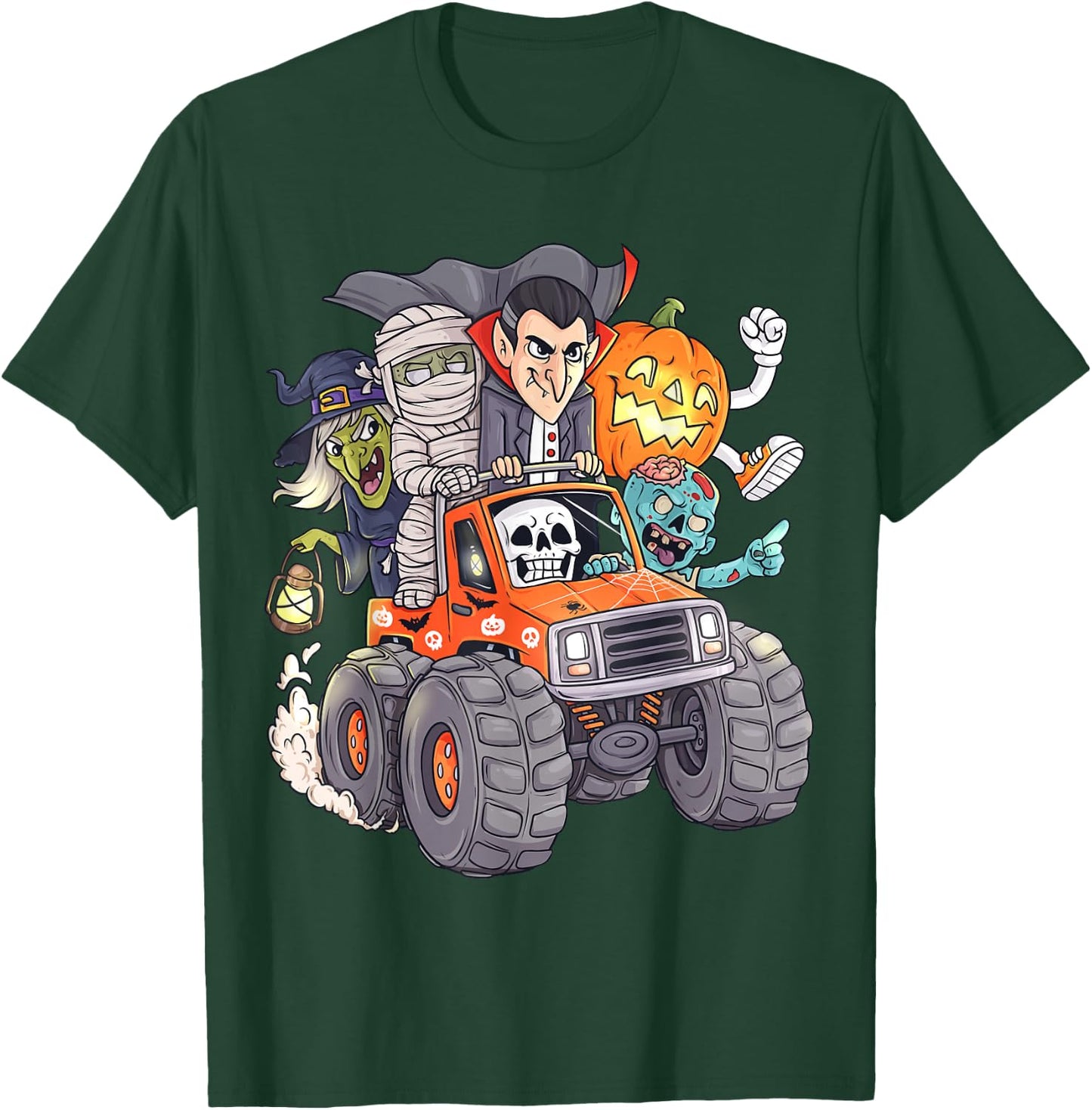 Halloween Skeleton Zombie Monster Truck Vampire Boys Kids T-Shirt - T-Shirt | Forest