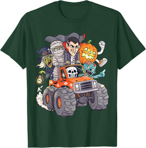 Halloween Skeleton Zombie Monster Truck Vampire Boys Kids T-Shirt - T-Shirt | Forest