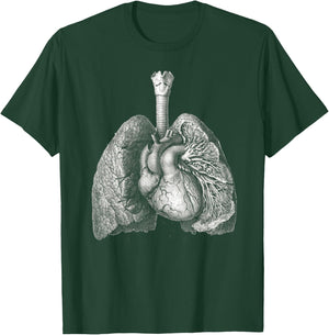 Human heart lungs Vintage medical anatomy Anatomical Lungs T-Shirt - T-Shirt | Forest