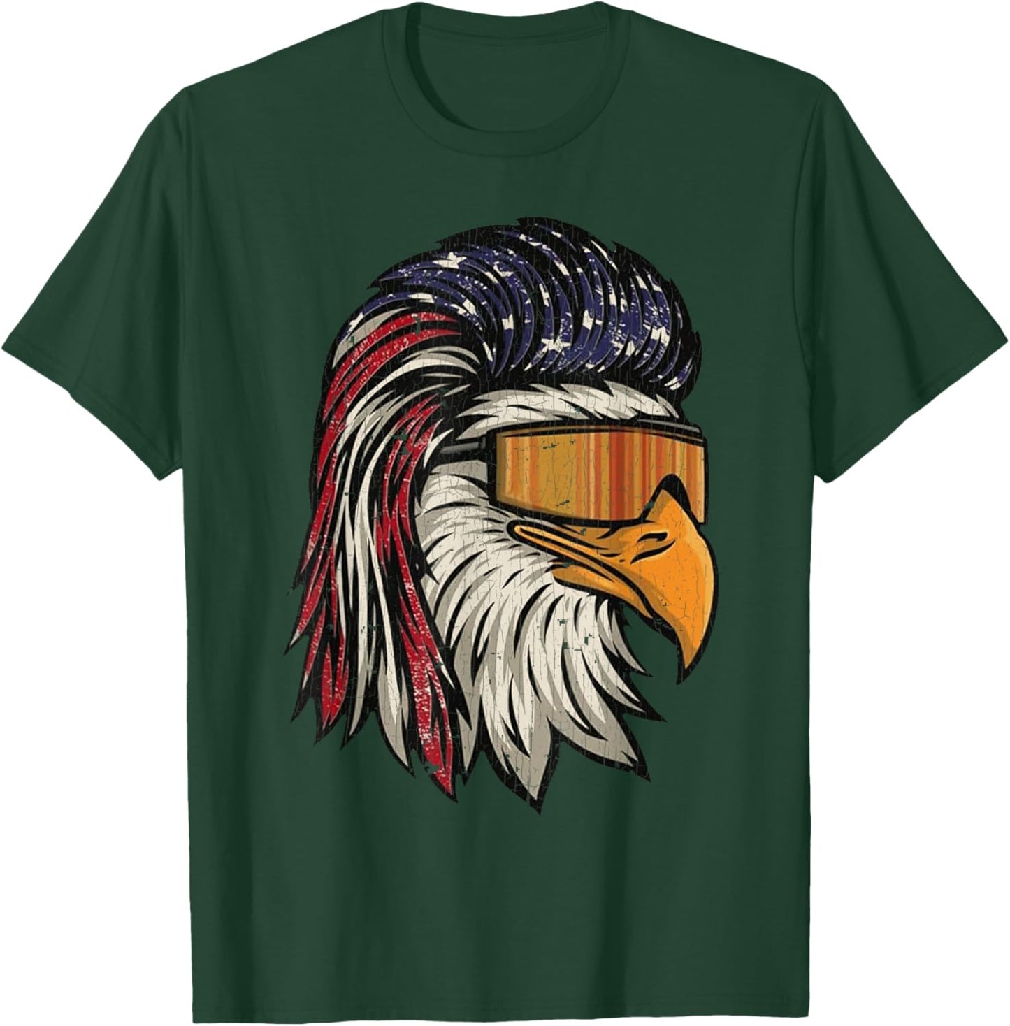 Vintage Eagle Mullet Sunglasses Merica 4th Of July USA Flag T-Shirt - T-Shirt | Forest