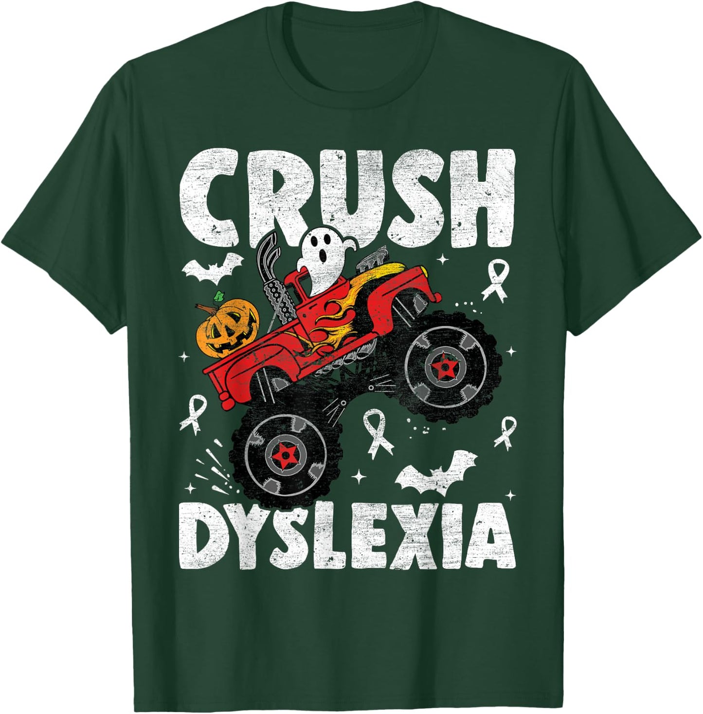 Crush Dyslexia Awareness Monster Truck Red Kids Boys Girls T-Shirt - T-Shirt | Forest