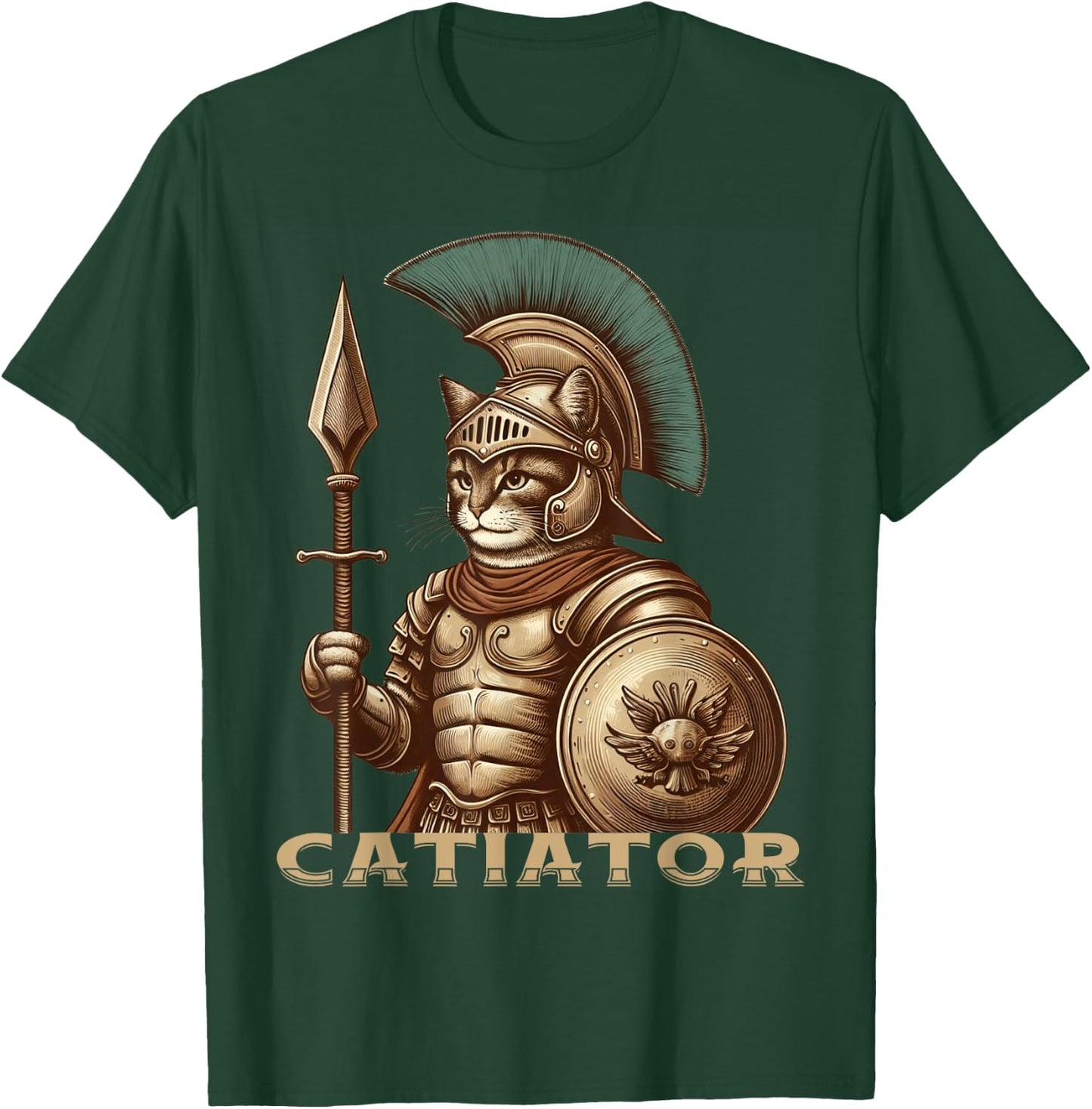 Cat Warrior Gladiator Cat Lovers Funny Cats T-Shirt - T-Shirt | Forest