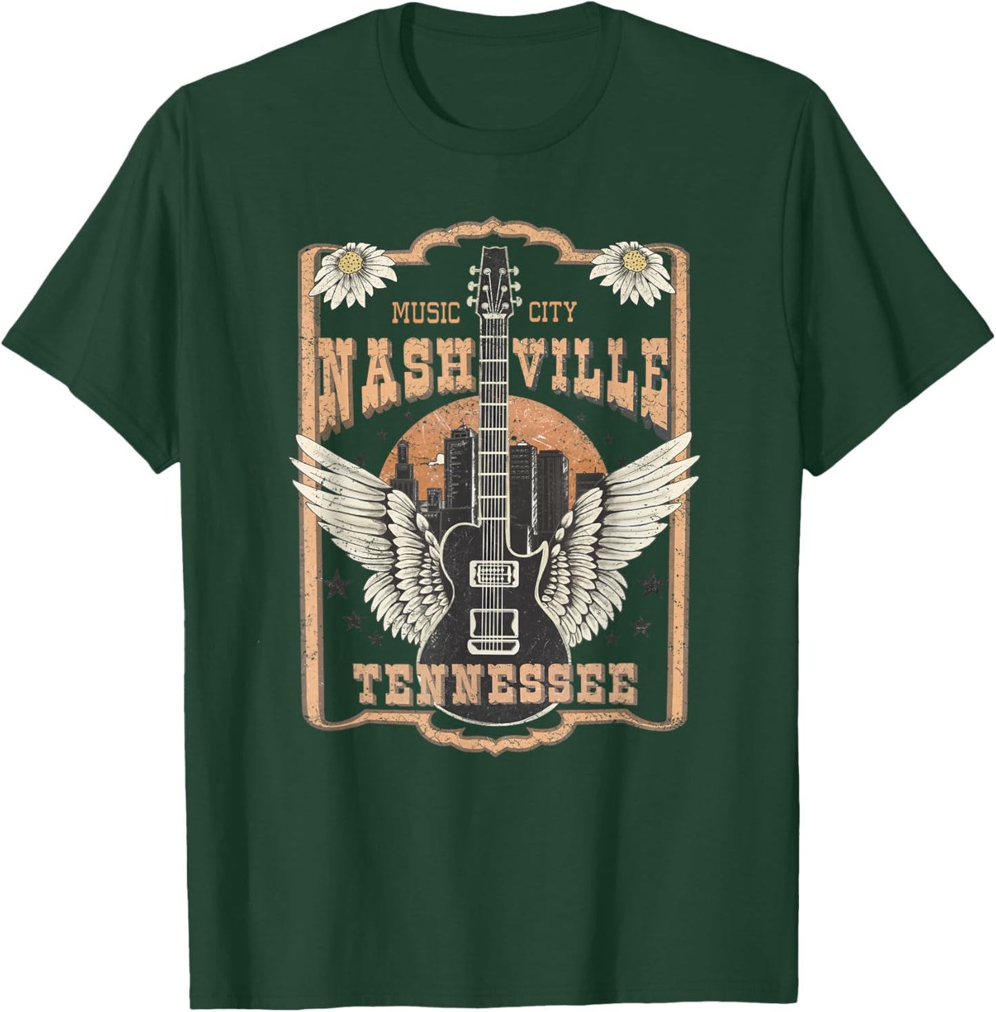 Nashville TN Music City Cool Vintage Country Concert , Small, Black T-Shirt - T-Shirt | Forest