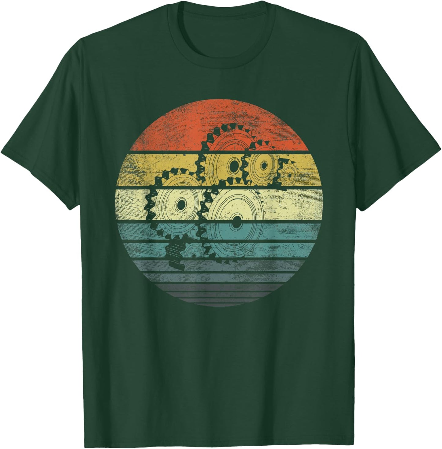 Mechanical Engineer Gifts Funny Retro Cogs Engineering Gear T-Shirt - T-Shirt | Forest