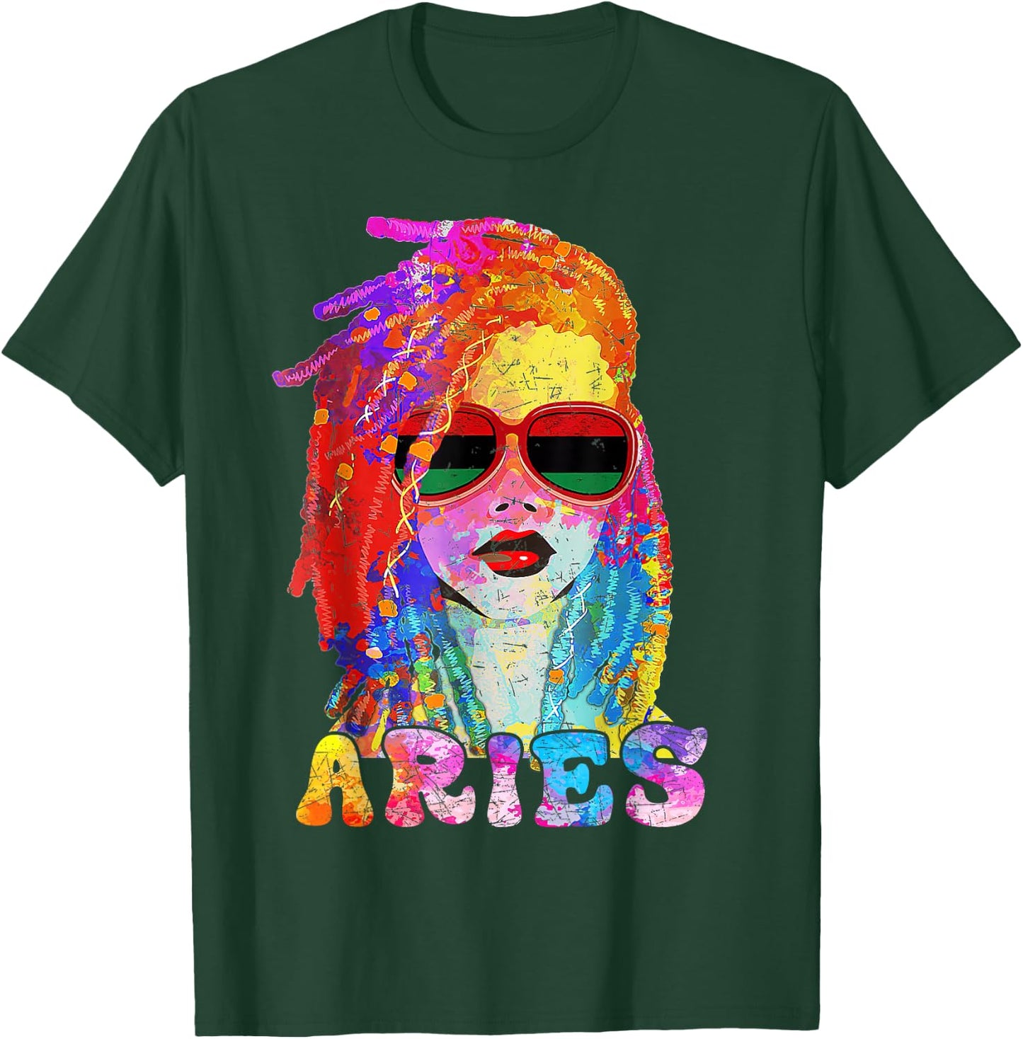 Aries Girl Loc'd Hair Art Zodiac Birthday Black Woman T-Shirt - T-Shirt | Forest