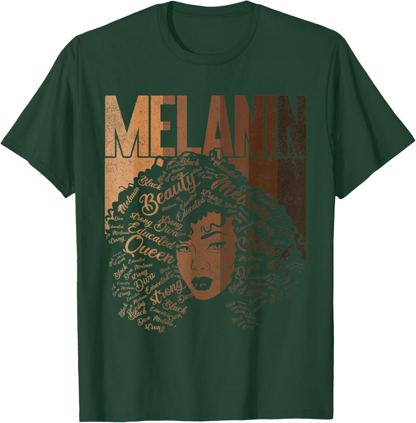 Black Melanin Queen Apparel, African American Afro Women T-Shirt - T-Shirt | Forest